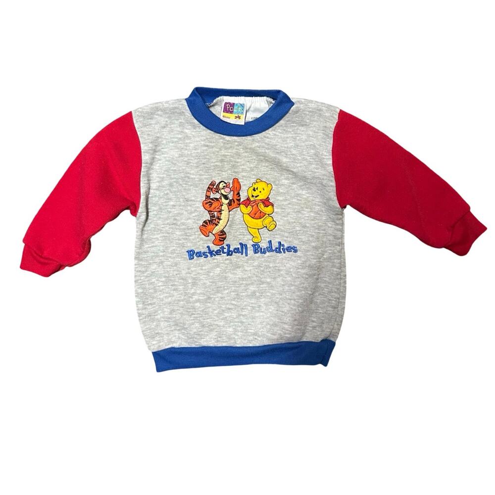 Vtg 90’s Winnie The Pooh Tigger Sweatshirt Size 2T Basketball Sporty Gray Red